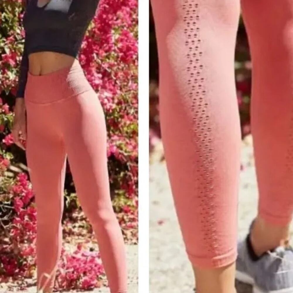 Free People Seamless Leggings Pink Size XS Coral Pink Yoga Activewear Cropped